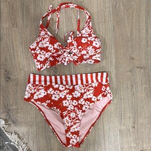 Floral Red Swim Set